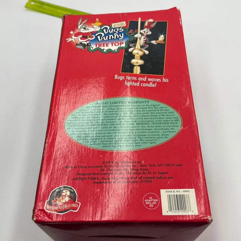 Bugs Bunny Mr Christmas 1995 Animated Lighted Tree Topper 49903 Tested